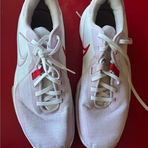Nike White and Red Women's Athletic Shoes